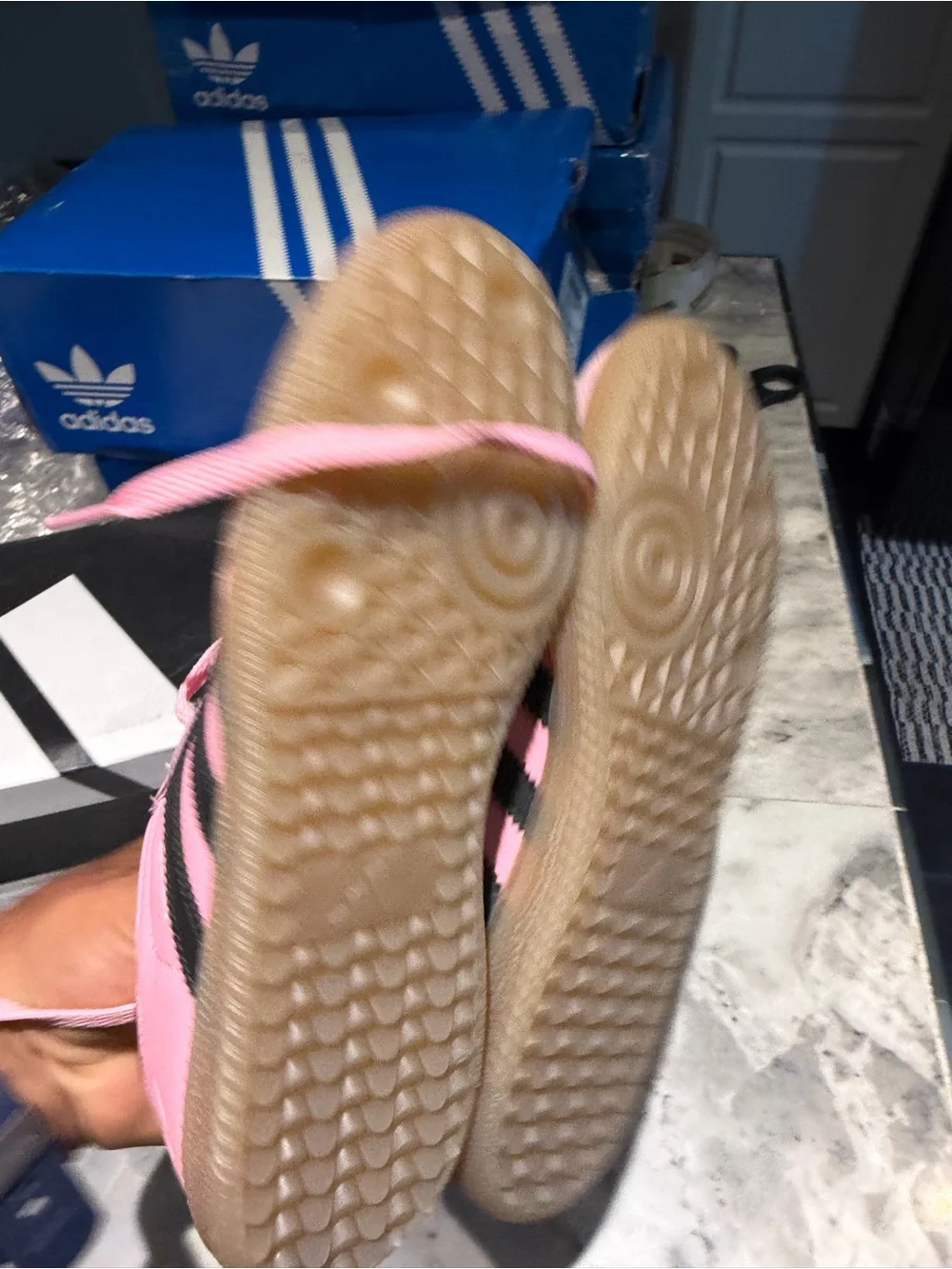 adidas Kids Pink Sneakers with Black Stripes - Messi Style boys and girls 4